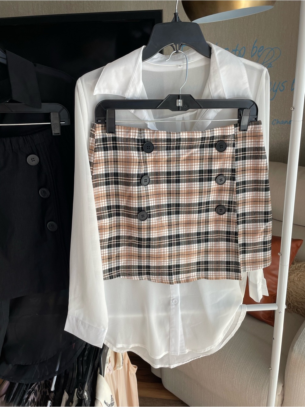 Black Sheer Button-Up Blouse - Picture 11 of 12